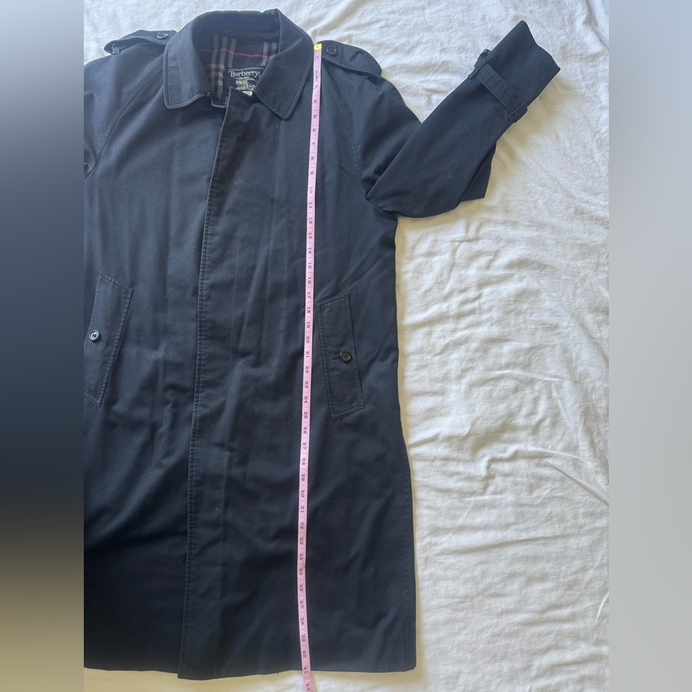 Authentic Vintage Burberry Navy Trench Coat Mens 42 Women’s 12/14 - Picture 5 of 12